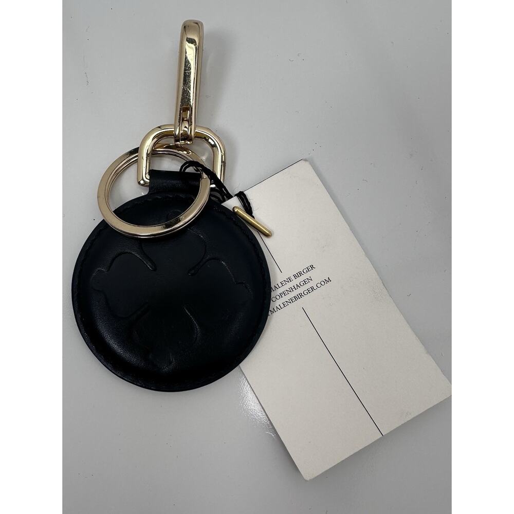 ⭐️ Marlene Birger Leather Round Key Ring Black/Brown/Gold NWT - Picture 2 of 7